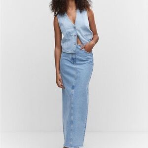 Frankie Frayed Maxi Denim Skirt